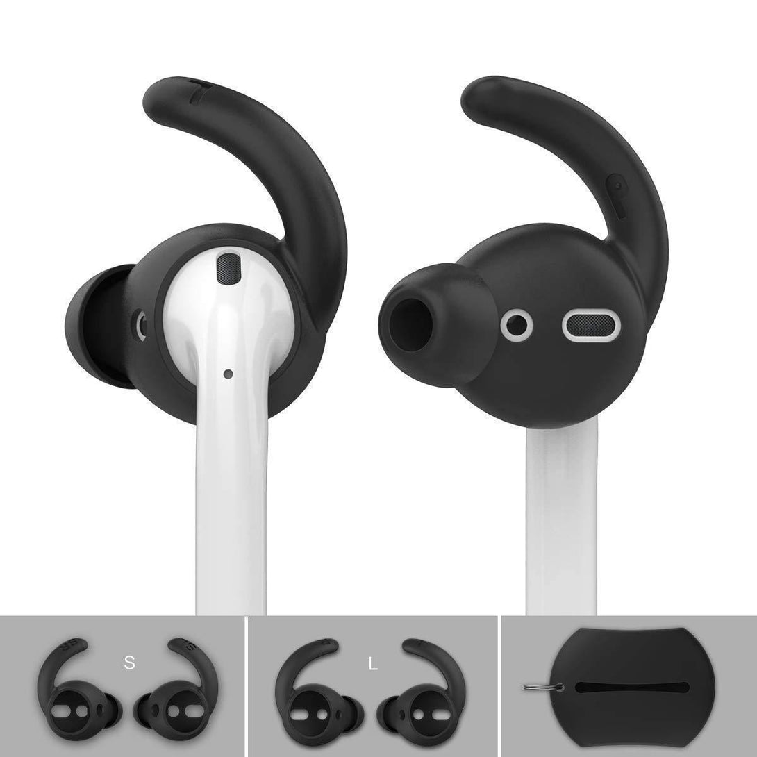 AhaStyle Hooks and Covers for Apple AirPods and EarPods 2 Pairs- Large & Small - Black - Tech Goods