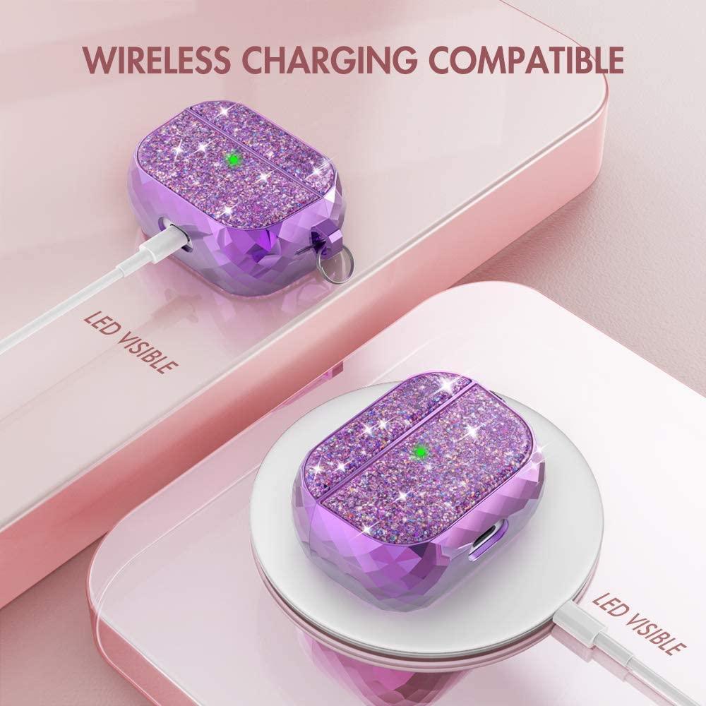 AhaStyle Luxury AirPods Pro Case Cover Glittery - Lavender purple - Tech Goods