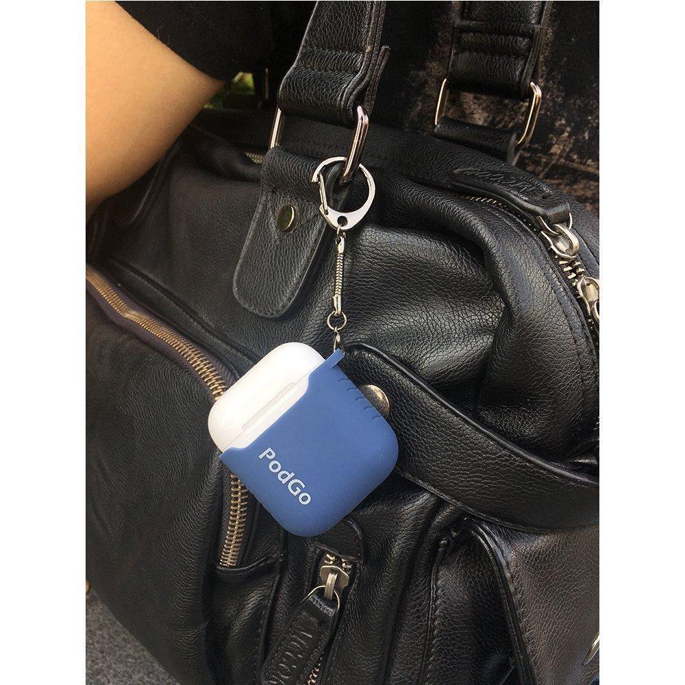 AhaStyle PodGo Silicone Keychain Case for Apple AirPods - Navy Blue - Tech Goods