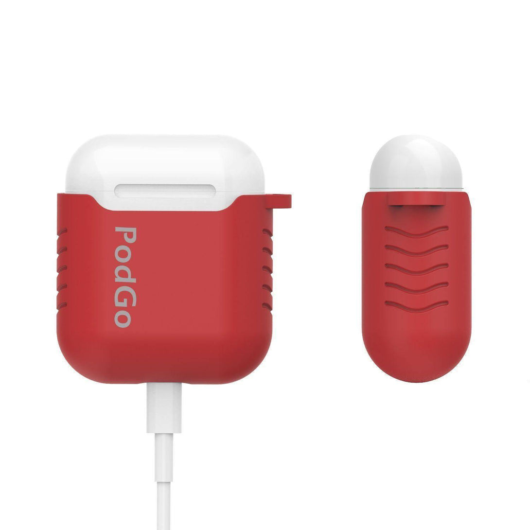 AhaStyle PodGo Silicone Keychain Case for Apple AirPods - Red - Tech Goods