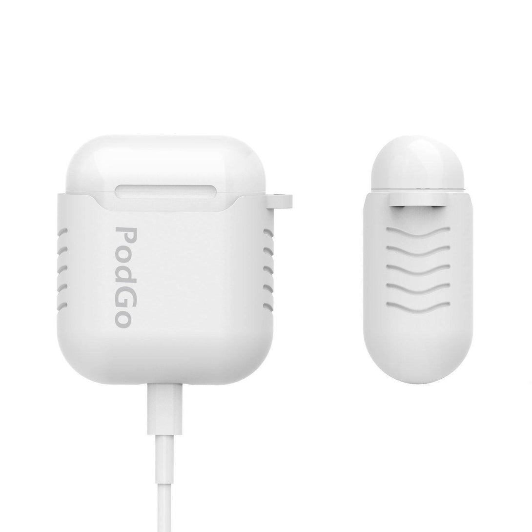 AhaStyle PodGo Silicone Keychain Case for Apple AirPods - White - Tech Goods