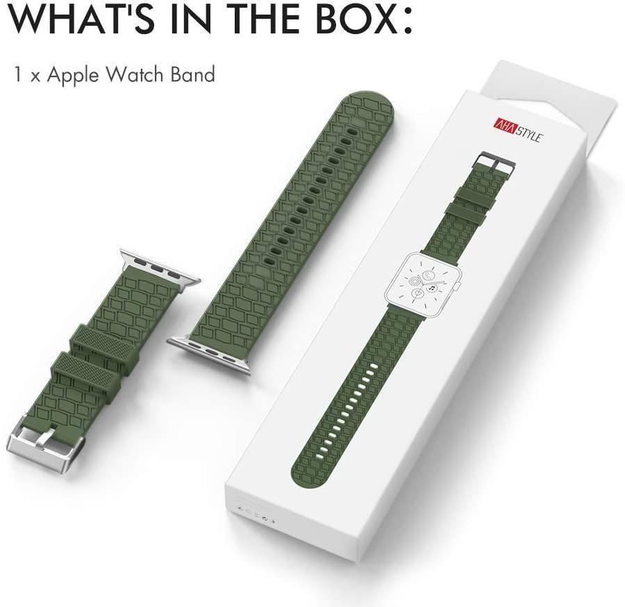 AhaStyle Premium Silicone Apple Watch Band Tire 42/44mm - Army Green - Tech Goods