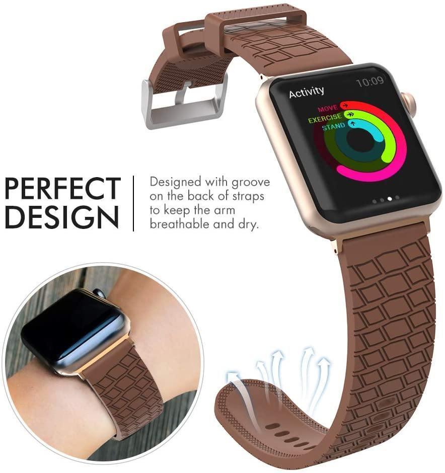 AhaStyle Premium Silicone Apple Watch Band Tire 42/44mm - Brown - Tech Goods