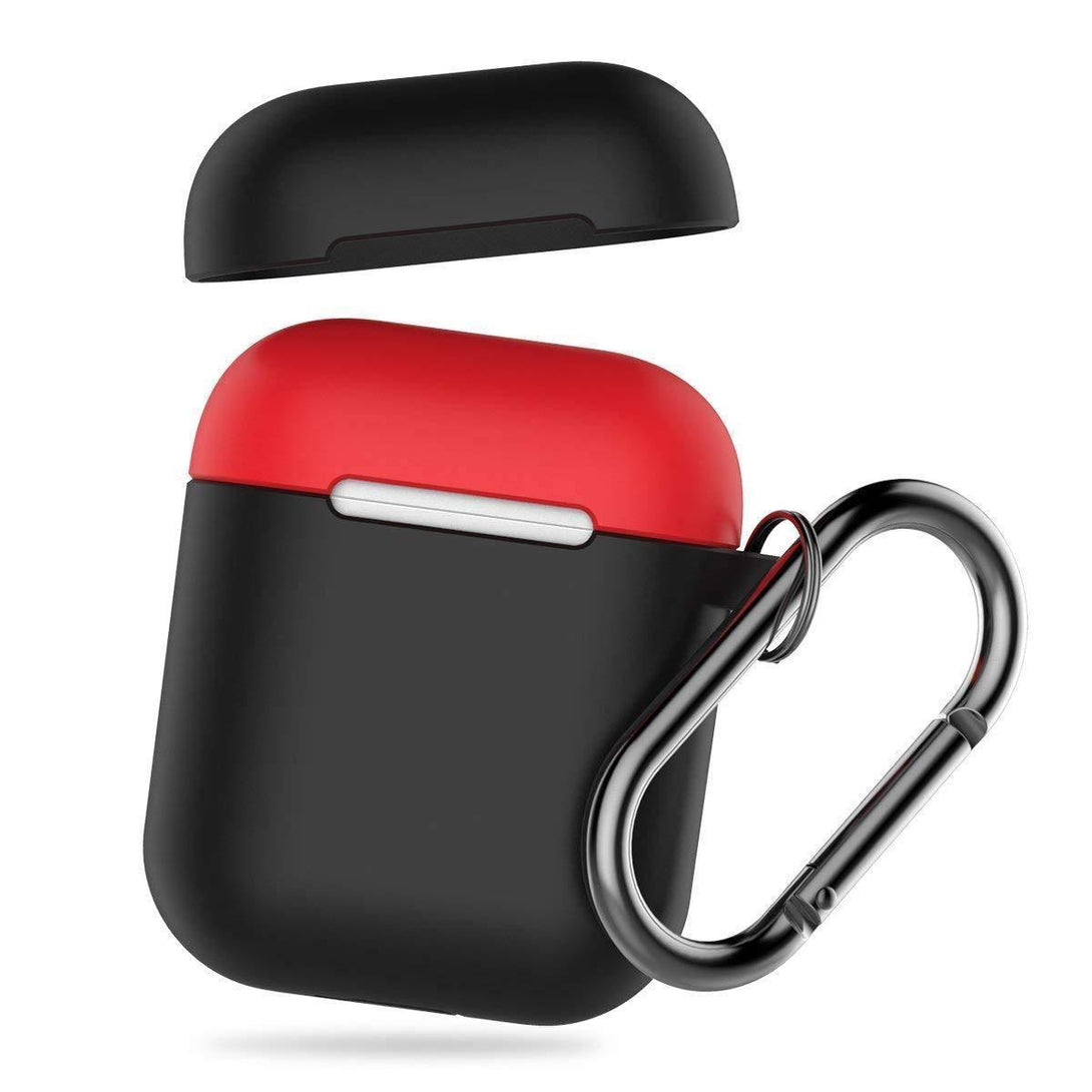 AhaStyle Premium Silicone Two Toned Case for Apple AirPods (Body-Black/Top-Black,Red) - Tech Goods