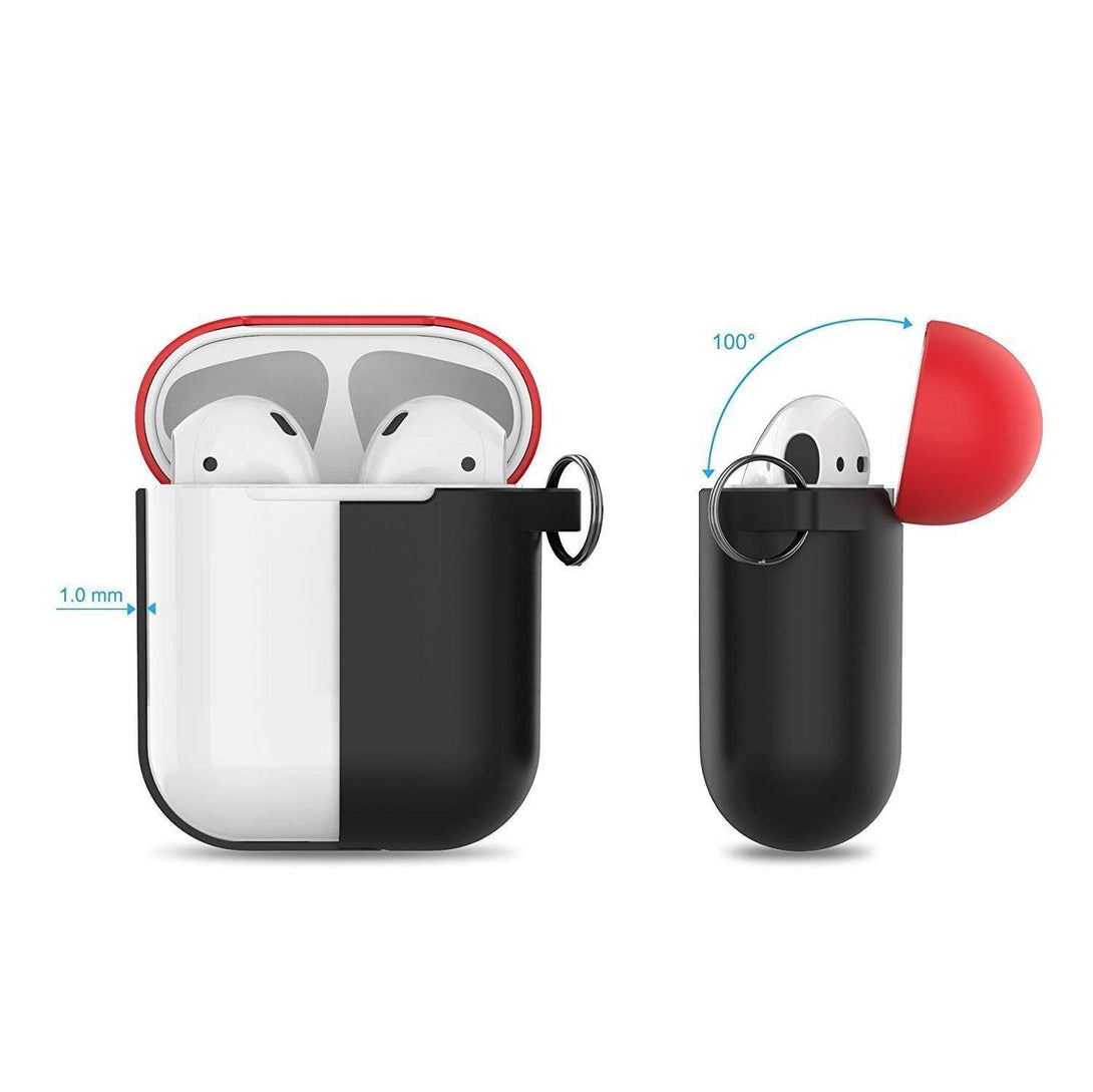 AhaStyle Premium Silicone Two Toned Case for Apple AirPods (Body-Black/Top-Black,Red) - Tech Goods