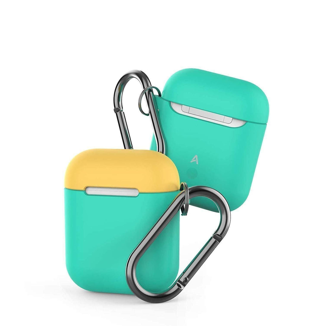 AhaStyle Premium Silicone Two Toned Case for Apple AirPods (Body-Mint Green/Top-Mint Green,Yellow) - Tech Goods