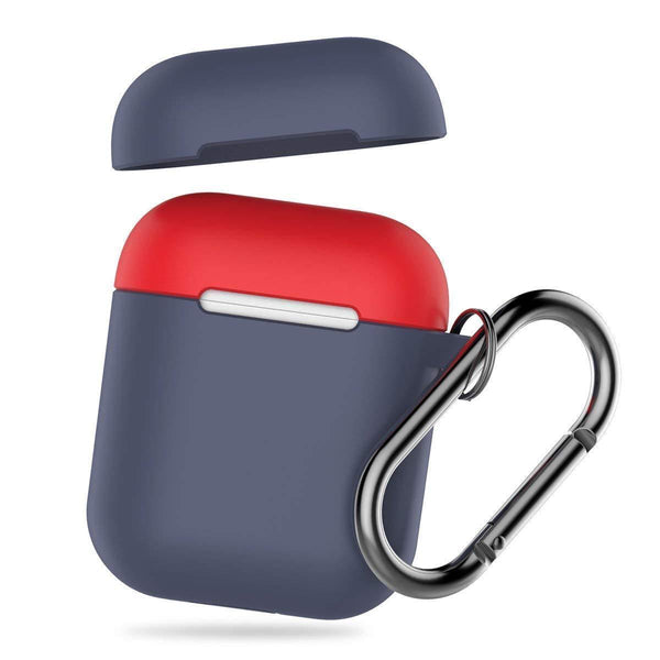 AhaStyle Premium Silicone Two Toned Case for Apple AirPods (Body-Navy Blue/Top-Navy Blue,Red) - Tech Goods