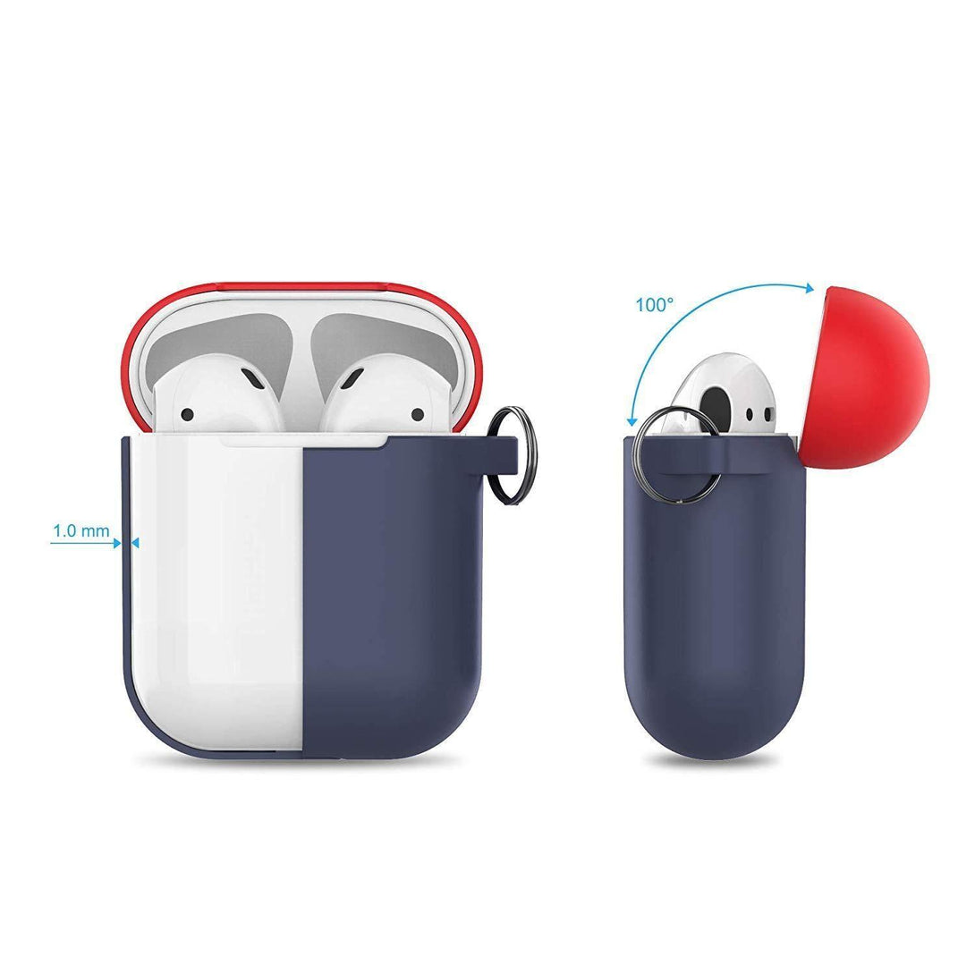 AhaStyle Premium Silicone Two Toned Case for Apple AirPods (Body-Navy Blue/Top-Navy Blue,Red) - Tech Goods