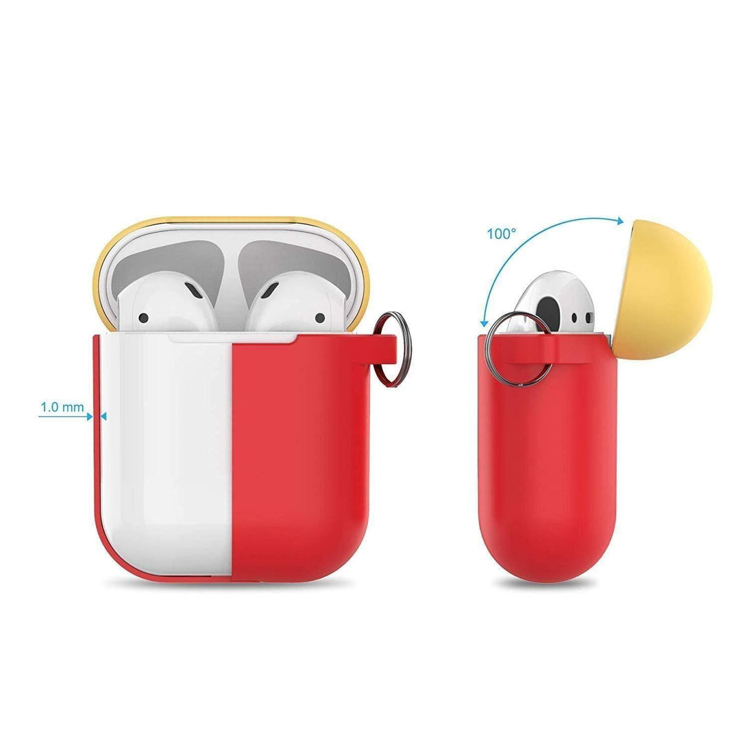 AhaStyle Premium Silicone Two Toned Case for Apple AirPods (Body-Red/Top-Red,Yellow) - Tech Goods