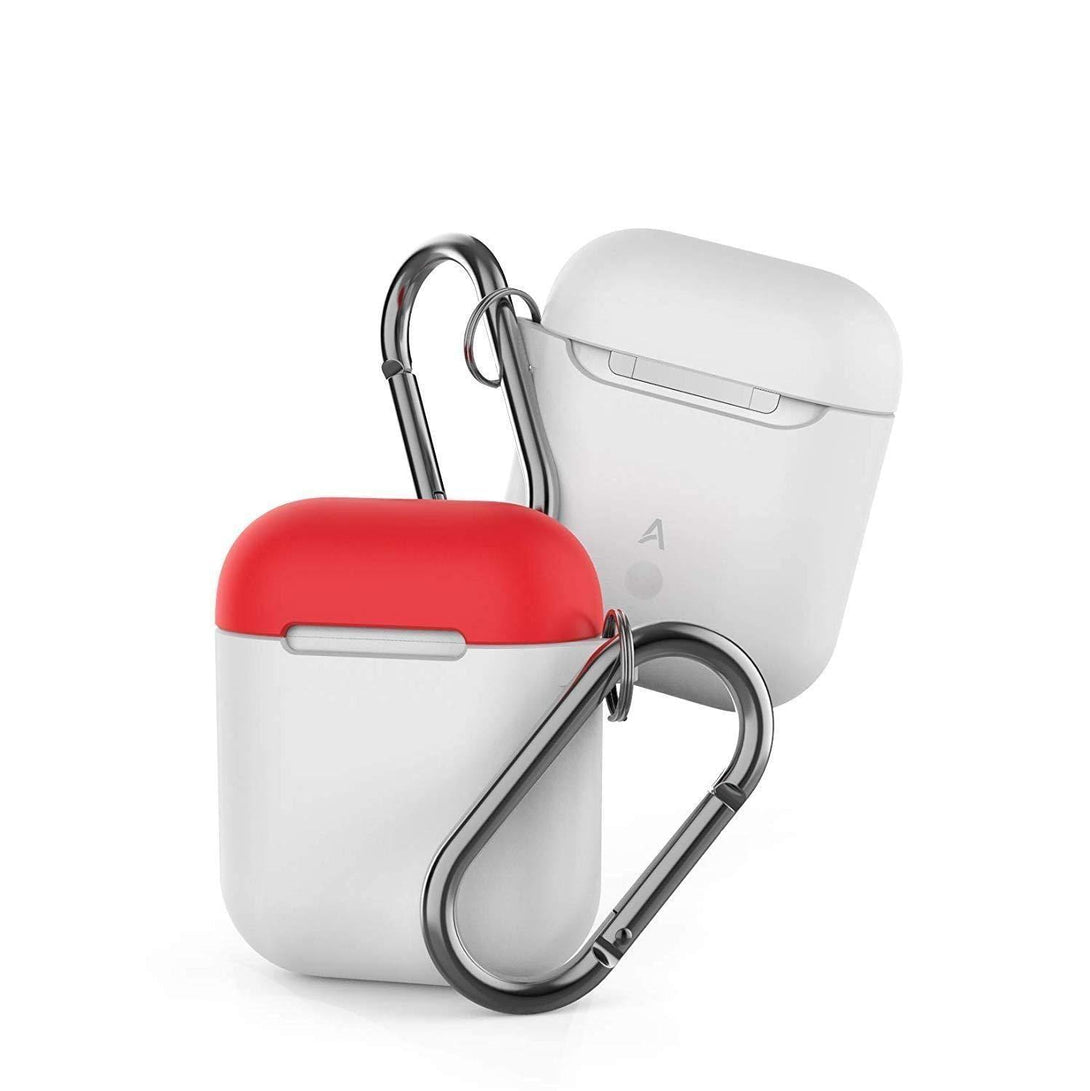 AhaStyle Premium Silicone Two Toned Case for Apple AirPods (Body-White/Top-White,Red) - Tech Goods