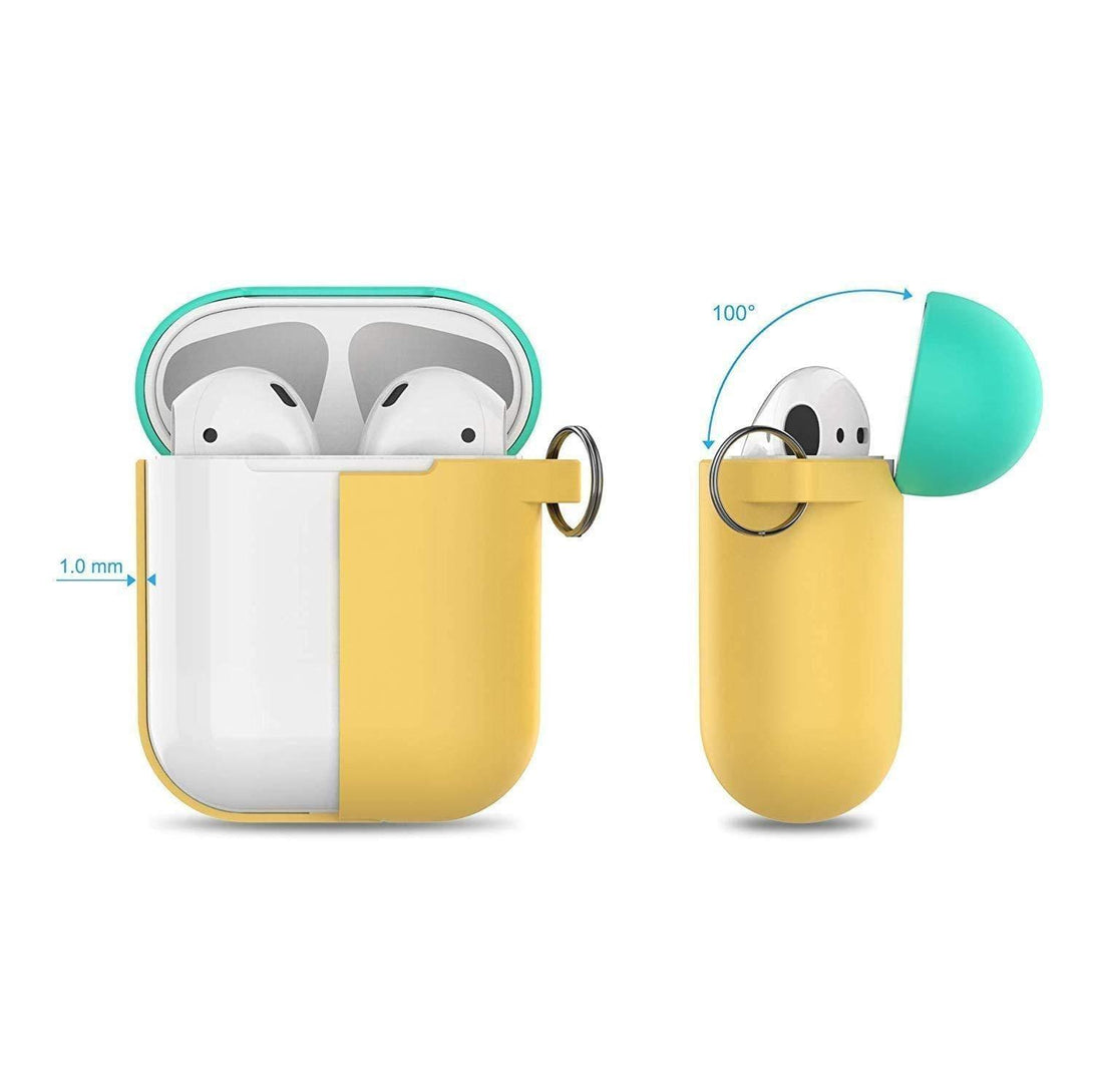 AhaStyle Premium Silicone Two Toned Case for Apple AirPods (Body-Yellow/Top-Yellow,Mint Green) - Tech Goods