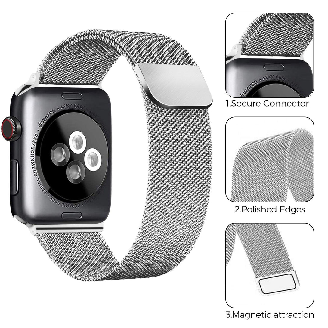 AhaStyle stainless steel milanese mesh loop for Apple Watch 42/44mm - Silver - Tech Goods