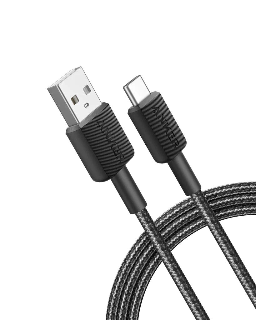 Anker 322 USB-A to USB-C Cable Braided (0.9m/3ft) - Black - Tech Goods