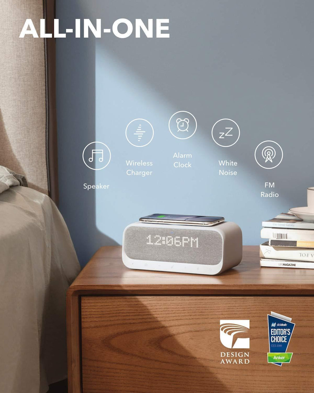 Anker SoundCore Wakey Bedside Speaker - White - Tech Goods