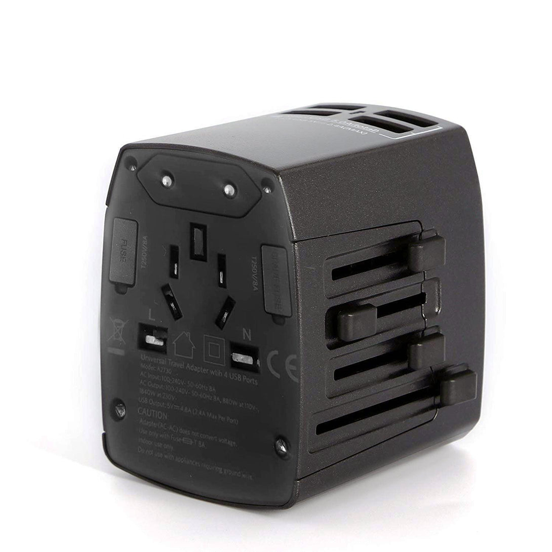 Anker Universal Travel Adapter with 4 USB Ports Black - Tech Goods