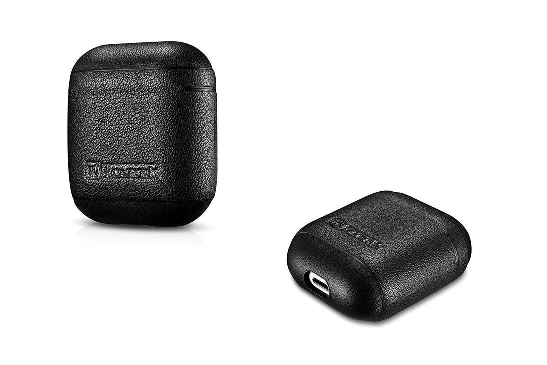 ICARER Airpods Nappa Leather Protective Case Cover - Black - Tech Goods