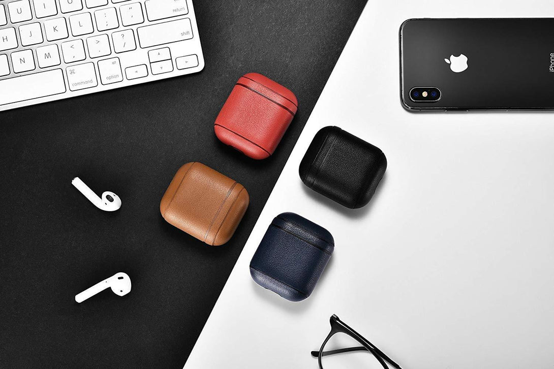 ICARER Airpods Nappa Leather Protective Case Cover - Red - Tech Goods
