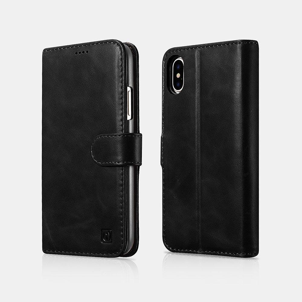 ICARER iPhone X/XS Leather Detachable 2 in 1 Wallet Folio Case - Black - Tech Goods
