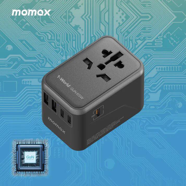Momax 1-World 65W GaN Travel Adaptor - Grey - Tech Goods