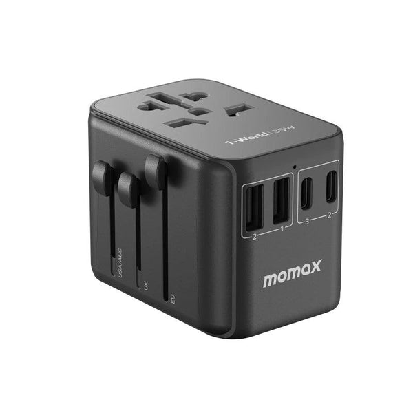 Momax 1-World PD35W 5 ports + AC Travel Adapter - Black - Tech Goods