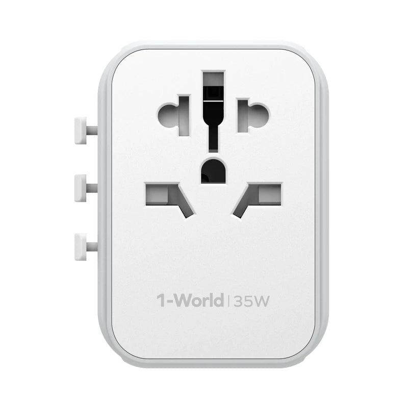 Momax 1-World PD35W 5 ports + AC Travel Adapter - White - Tech Goods