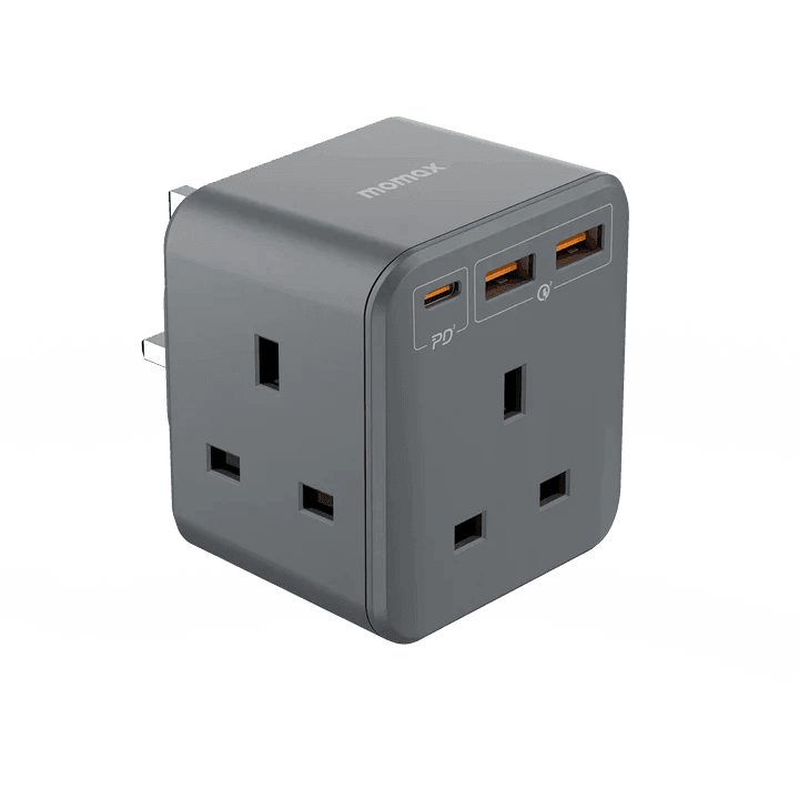 Momax One Plug 3-Outlet Cube Extension Socket - Gray - Tech Goods