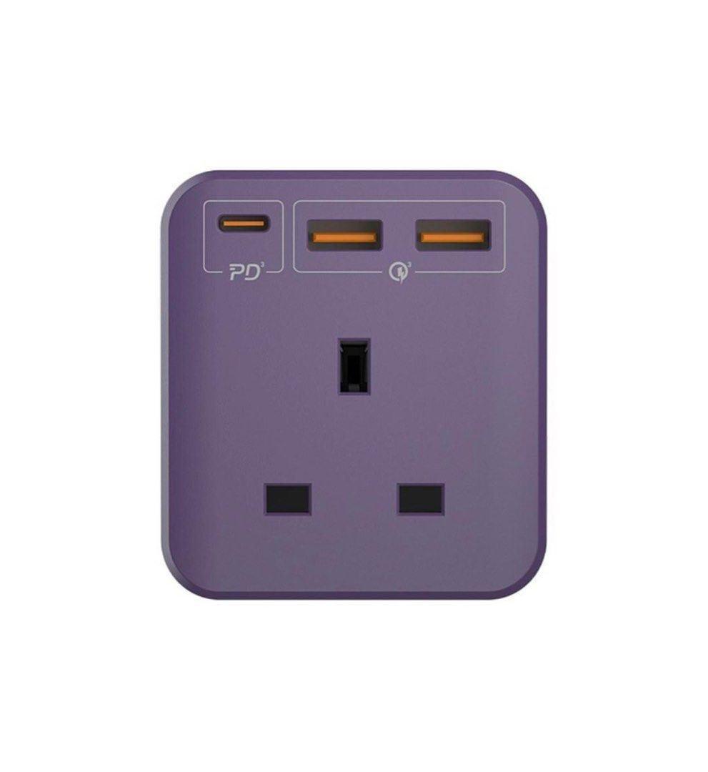 Momax One Plug 3-Outlet Cube Extension Socket - Purple - Tech Goods