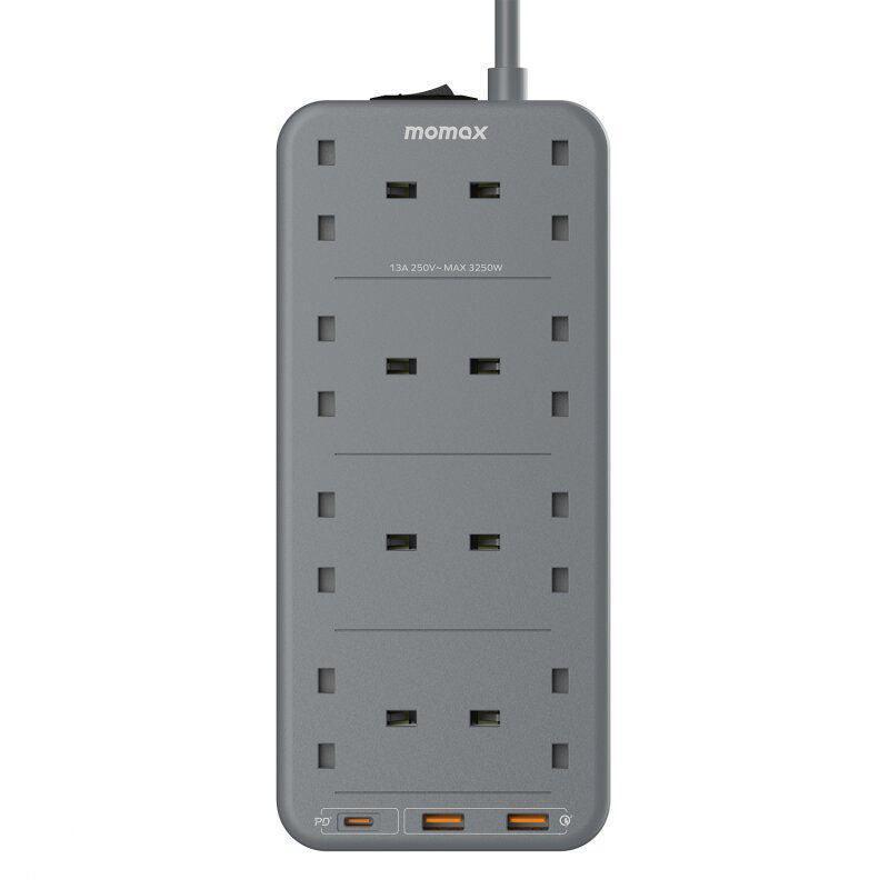Momax One Plug PD 20W 8-Outlet Power Strip - Grey - Tech Goods