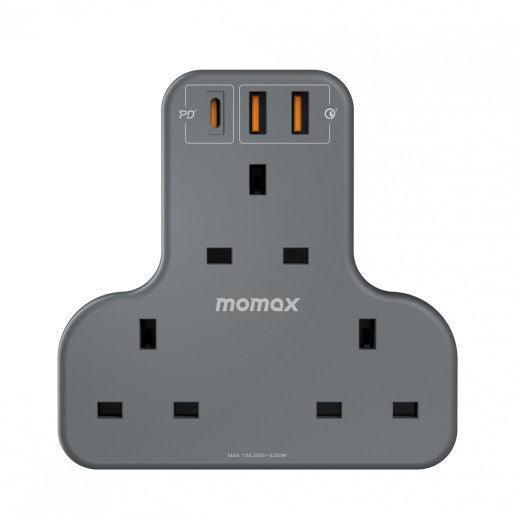 Momax OnePlug PD 20W 3 Outlet T-shaped Extension Socket - Grey - Tech Goods