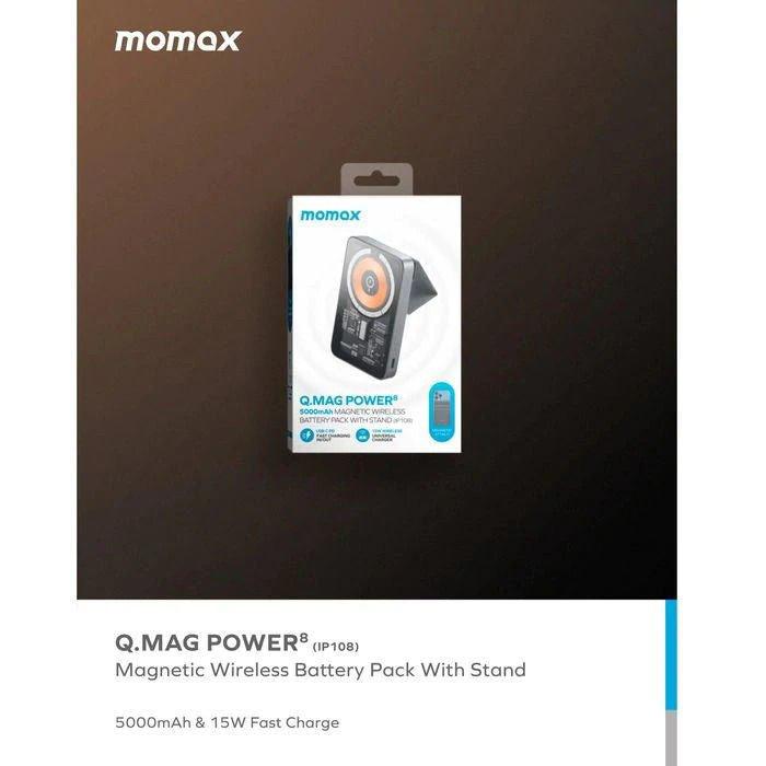 Momax Q.MAG Power 8 5000mAh Magnetic Wireless Battery Pack with Stand - Grey - Tech Goods