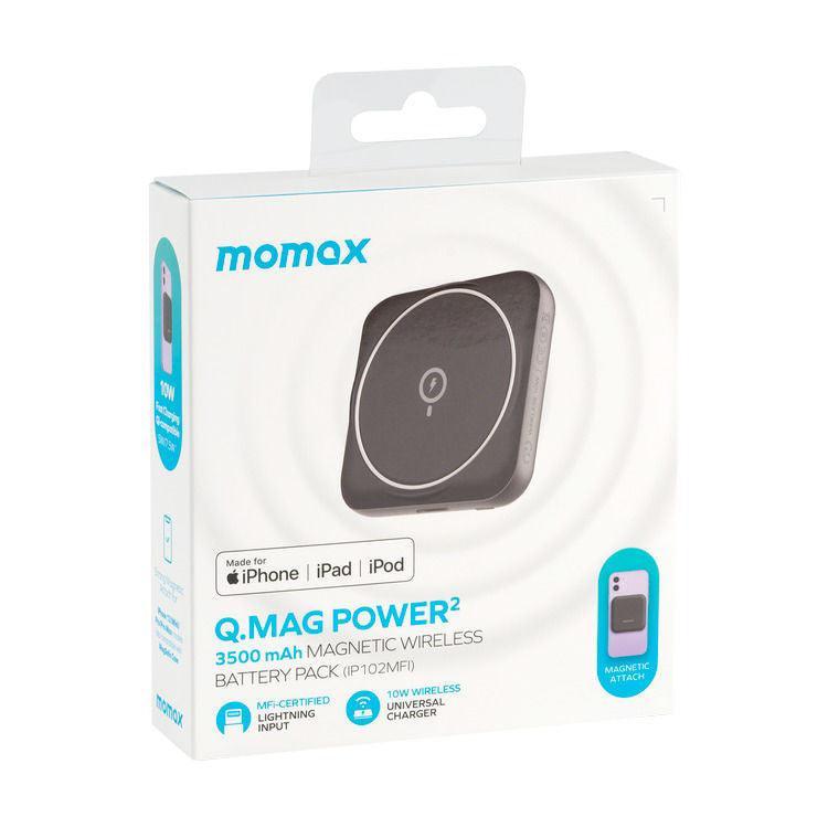 Momax Q.Mag Power2 3500mAh Magnetic Wireless Battery Pack - Black - Tech Goods