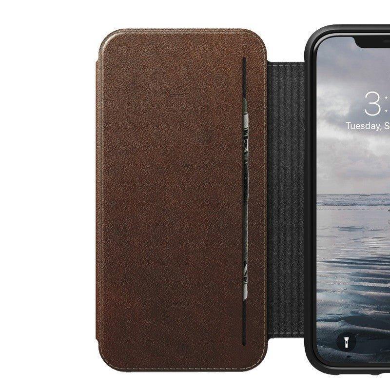 NOMAD Tri-Fold Folio Leather Case For iPhone Xs Max - Rustic Brown - Tech Goods