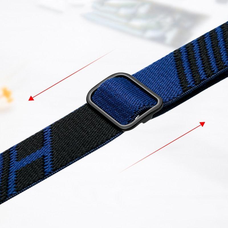 Nylon strap for apple watch 41/40/38mm adjustable elastic - Blue orange - Tech Goods