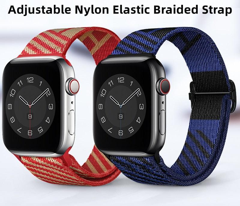 Nylon strap for apple watch 41/40/38mm adjustable elastic - Orange - Tech Goods