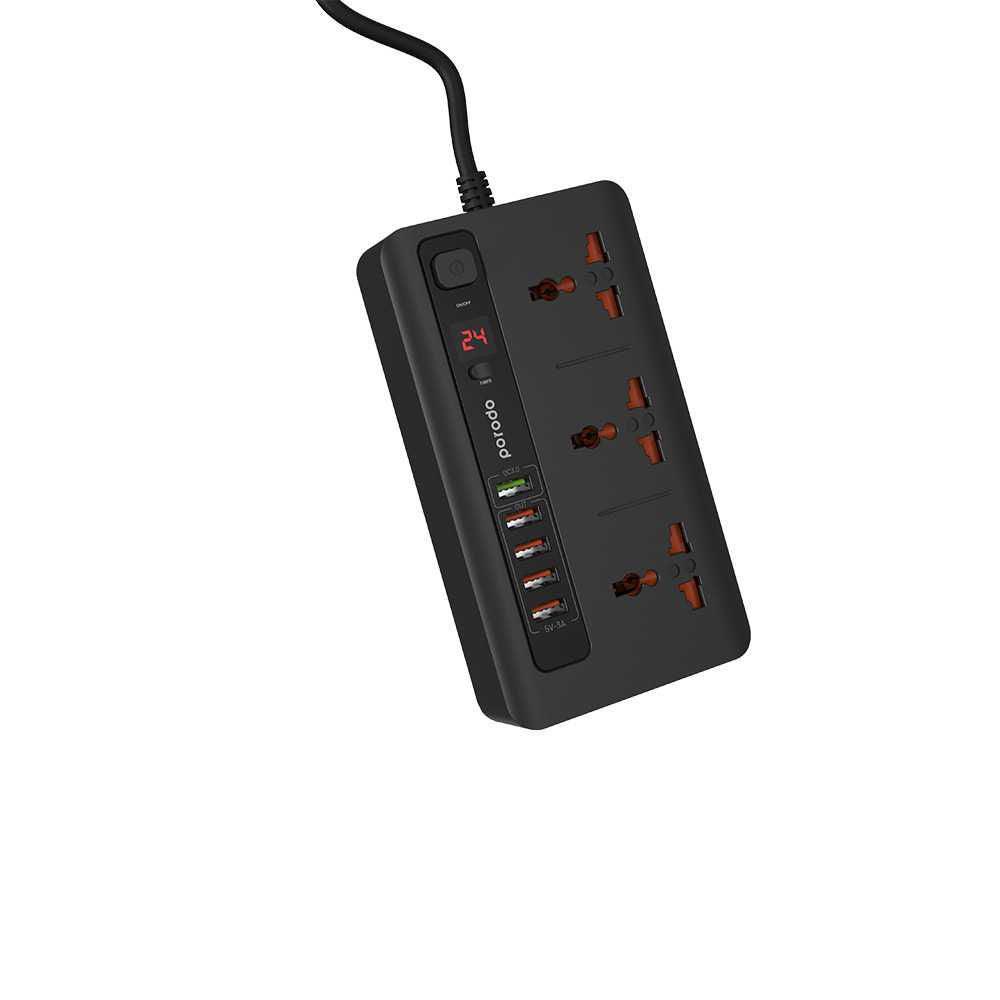 Porodo Multi-Socket With Timer - Black - Tech Goods