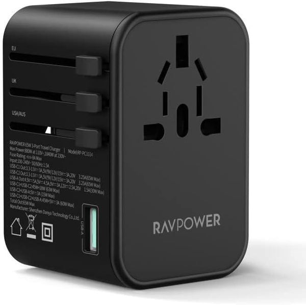 RAVPower PC1034 PD Pioneer 65W 3-Port Travel Charger - Tech Goods