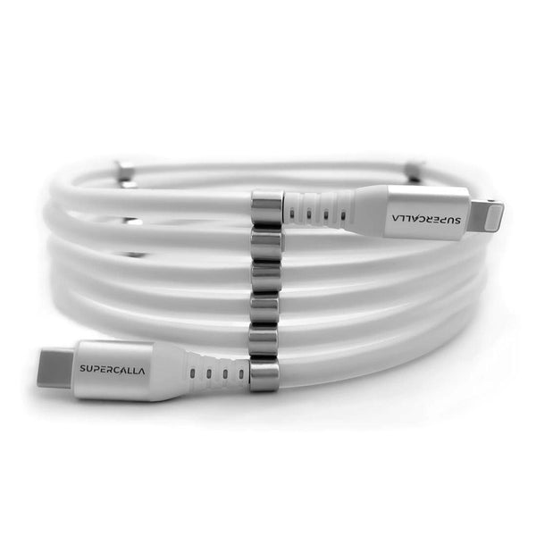 SuperCalla Magnetic USB-C to Lightning Cable 2M - White - Tech Goods