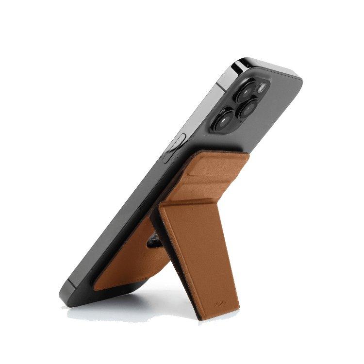 Uniq Lyft Magnetic Snap-on Stand and Card Holder for iPhone - Toffee Brown - Tech Goods