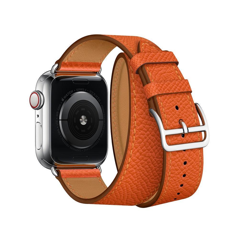 Valkit Apple Watch Bands 42/44/45mm Genuine Leather - Orange - Tech Goods