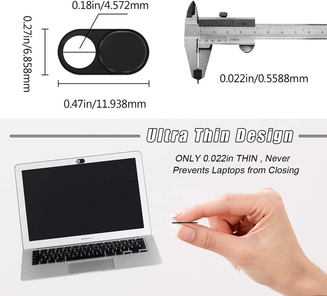 Webcam Cover Slide 0.022in Ultra Thin Metal for Laptops Smartphone (3 Packs) - Tech Goods